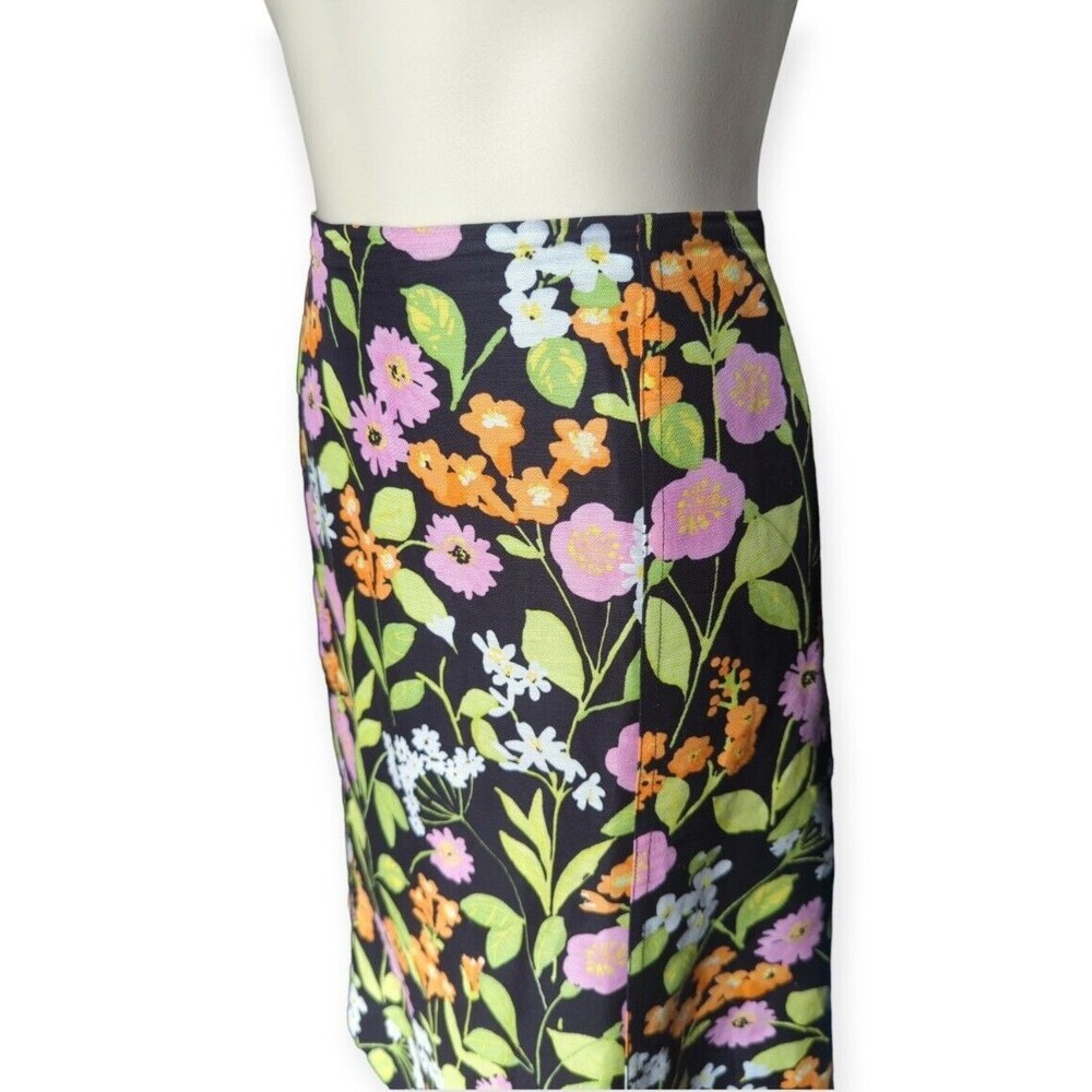 Sigrid Olsen Linen Blend Colorful Floral A Line Skirt Linen Floral Black L 12 - Picture 3 of 4